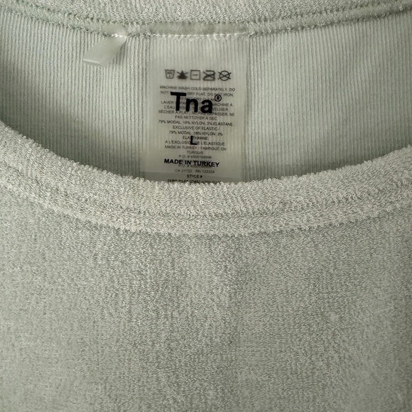 Aritzia TNA Terry Cloth T-Shirt | Pistachio Green | Size L (Fits More Like M) - Picture 2 of 4